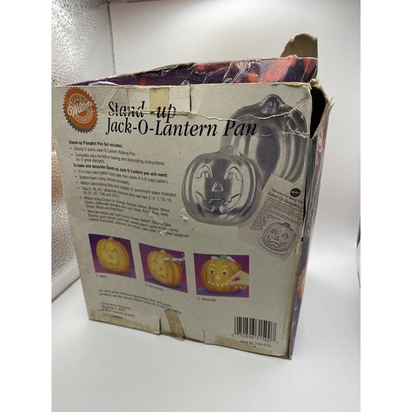 Vintage 1995 Wilton Baking Halloween Pumpkin Jack O Lantern Stand 3D Cake Pan - Picture 3 of 9